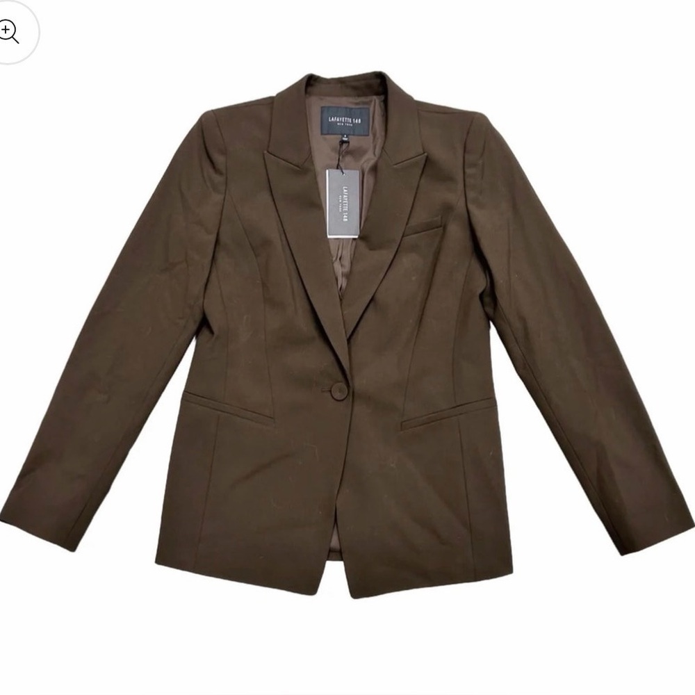 $998 NWT Lafayette 148 Size 6 Espresso Brown Wool Blazer One Button